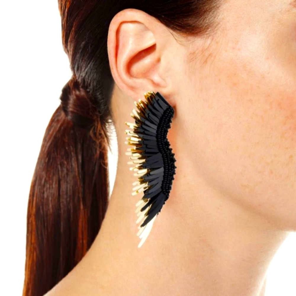 EUC! Mignonne Gavigan Madeline Earrings in Black + Gold!